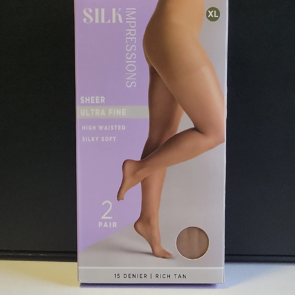 SILK IMPRESSIONS Sheer Ultra Fine Tights - Rich Tan (2 Pair)  O6